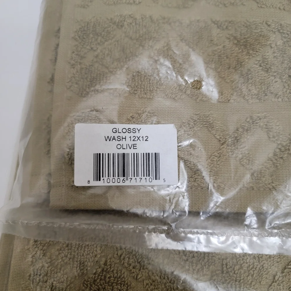 4 ENCHANTE HOME Turkish Cotton Hand Wash Towels olive with diamond shape Print